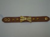 Bracelete de couro com detalhes em Semi jóia